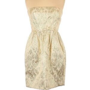 Shoshanna gold brocade dress. Perfect for a junior prom!